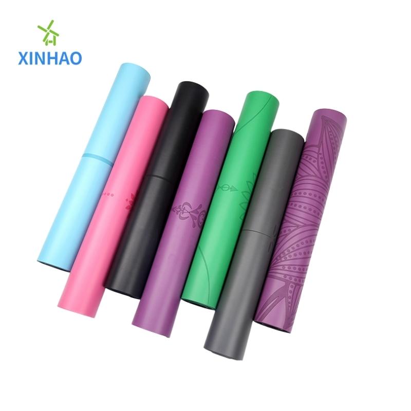 In hoặc Asana Line PU Rubber Yoga Mat Bán buôn, hỗ trợ logo và hoa văn tùy chỉnh, thể thao không độc hại thân thiện với môi trường